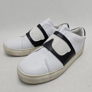 Karl Lagerfeld Paris Cadi White Black Sunglasses Strap Leather Sneakers 9.5M E21